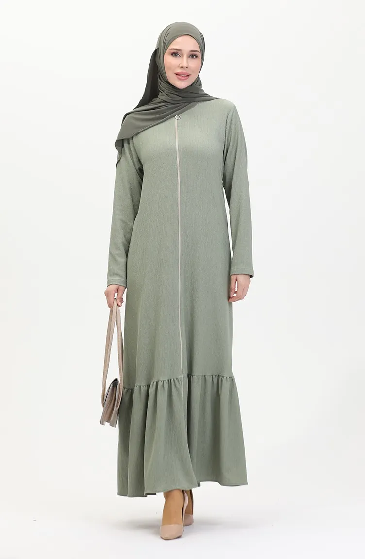Abaya Avec Jupe à Froufrous 5109-05 Vert 5109-05