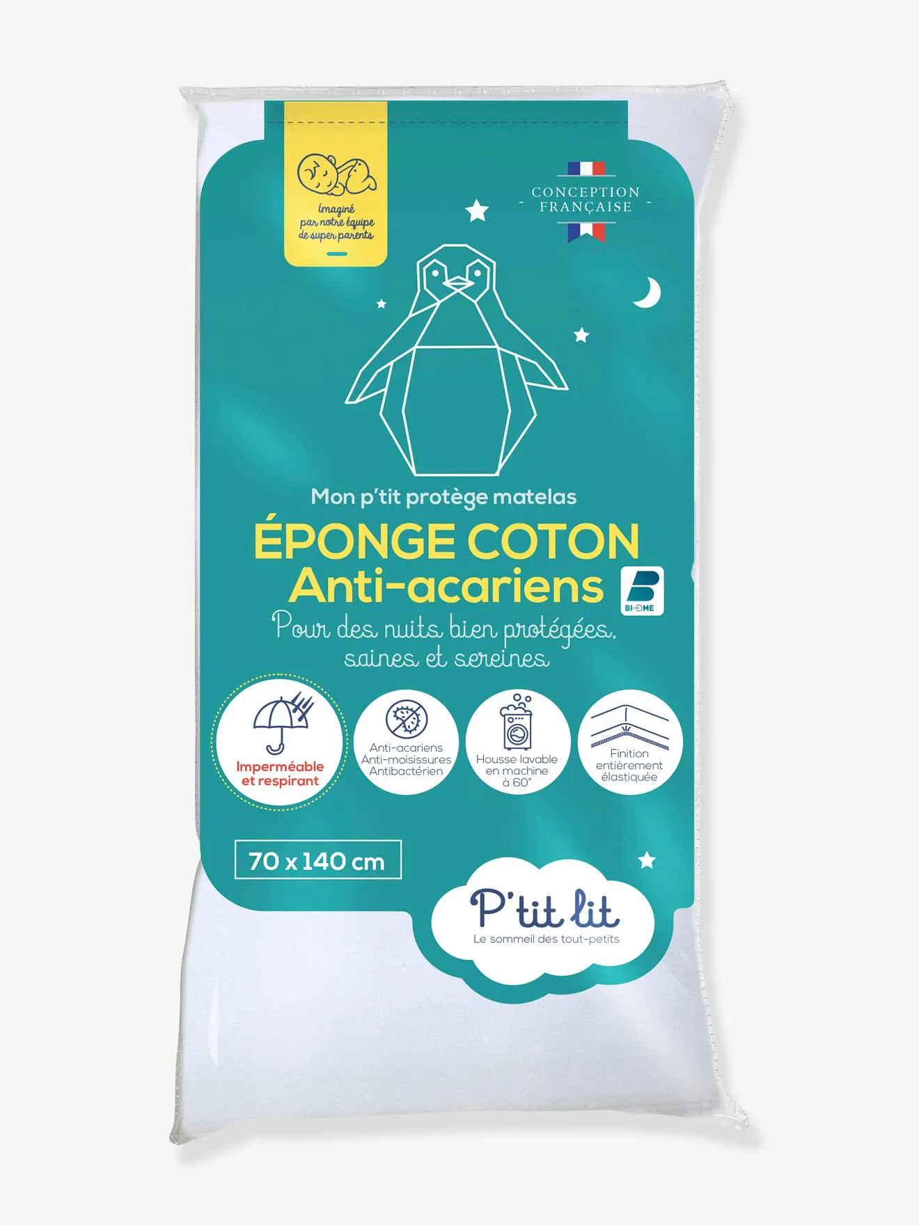 Alèse imperméable éponge anti-acariens Bi-Ome®  P'TIT LIT blanc - P'tit Lit
