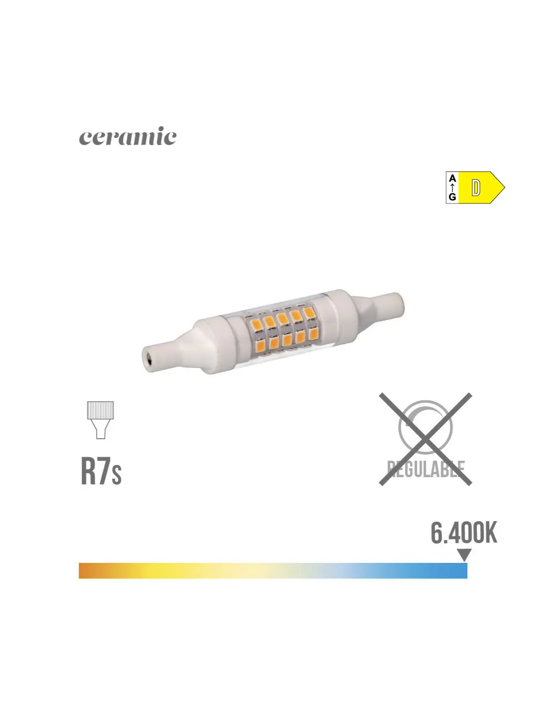 Ampoule Led Lineaire 78mm R7s 5.5w 600lm 6400k Lumière Froide Base Ceramique Ø1.5x7.8cm Edm - - 98981Générique
