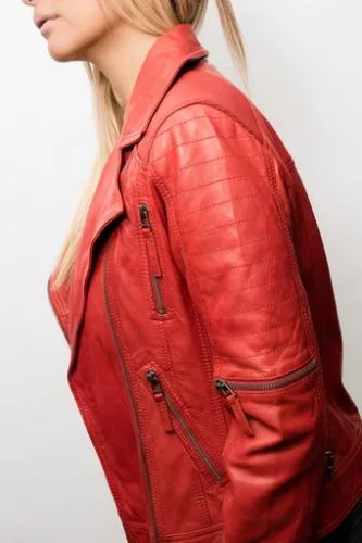 Blouson Perfecto cuir LPB Shana Rouge