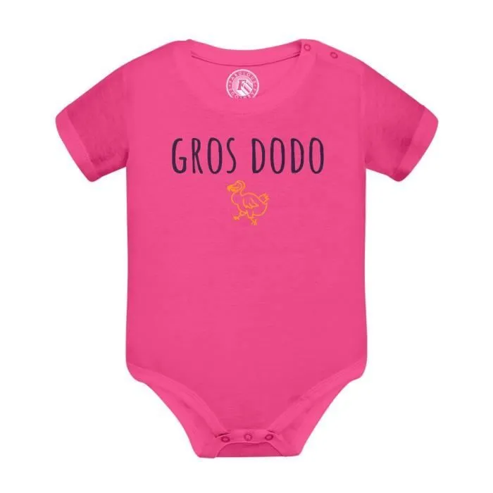 Body Bébé Manche Courte Rose Gros Dodo Blague Humour Animal Insomnie