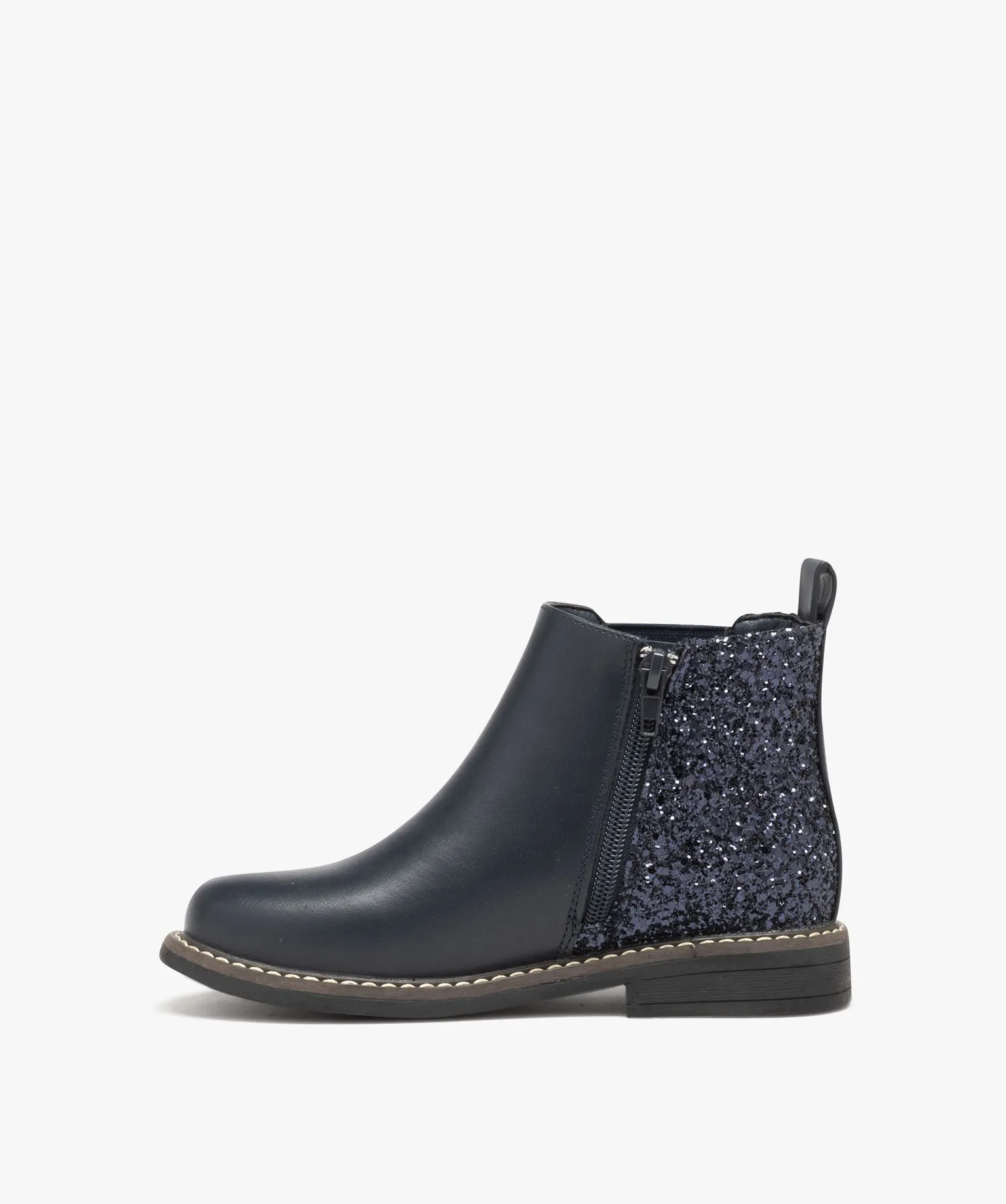 Boots fille unies style Chelsea à strass bleu fonce