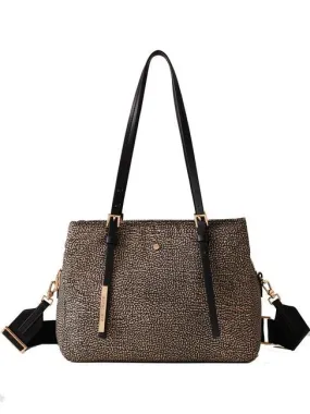 Borbonese Cole Nylon Cabas Porté Épaule, Avec Bandoulière Op / Naturel / Noir - Achetez À Prix Outle