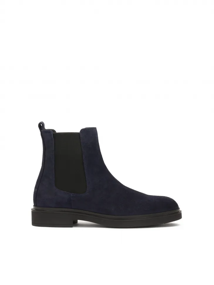 Bottes Chelsea en daim bleu marine