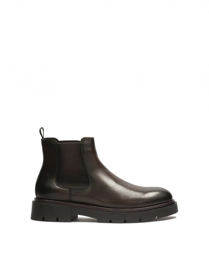 Bottes Chelsea marron à semelle épaisse