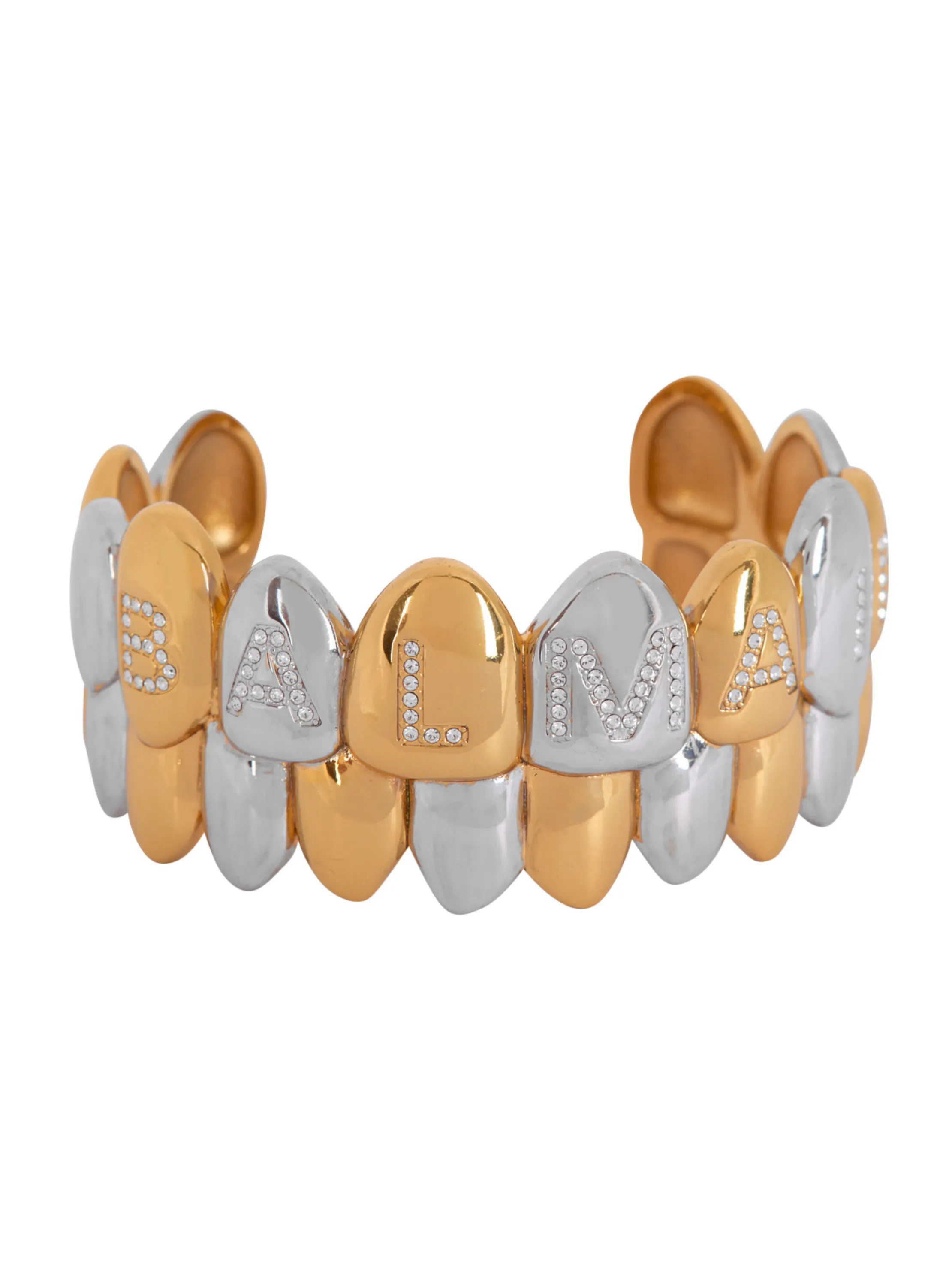 BRACELET MANCHETTE EFFET GRILLZ EN LAITON ET CRISTAUX - BALMAIN pour HOMME | Printemps