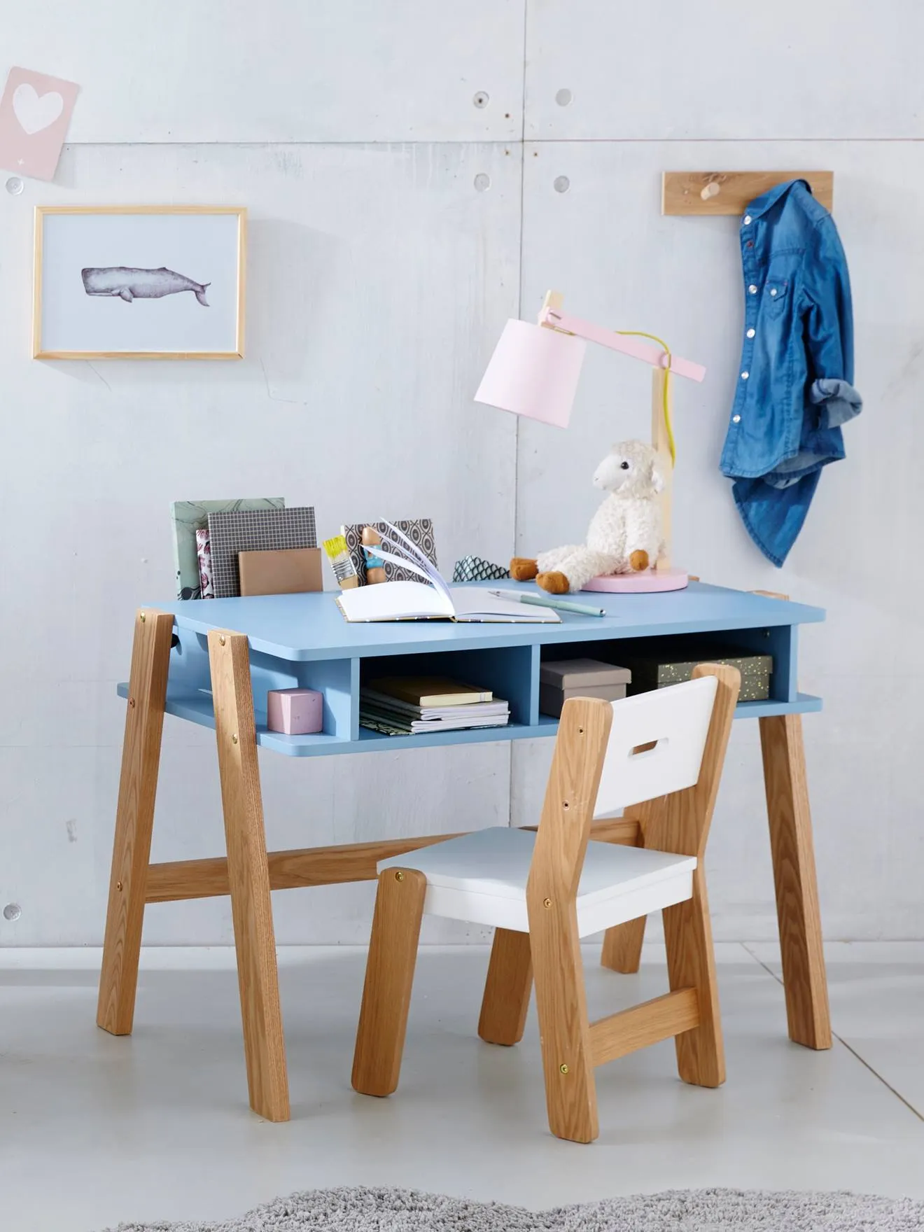 Chaise maternelle, assise 30 cm LIGNE ARCHITEKT blanc/bois - Vertbaudet