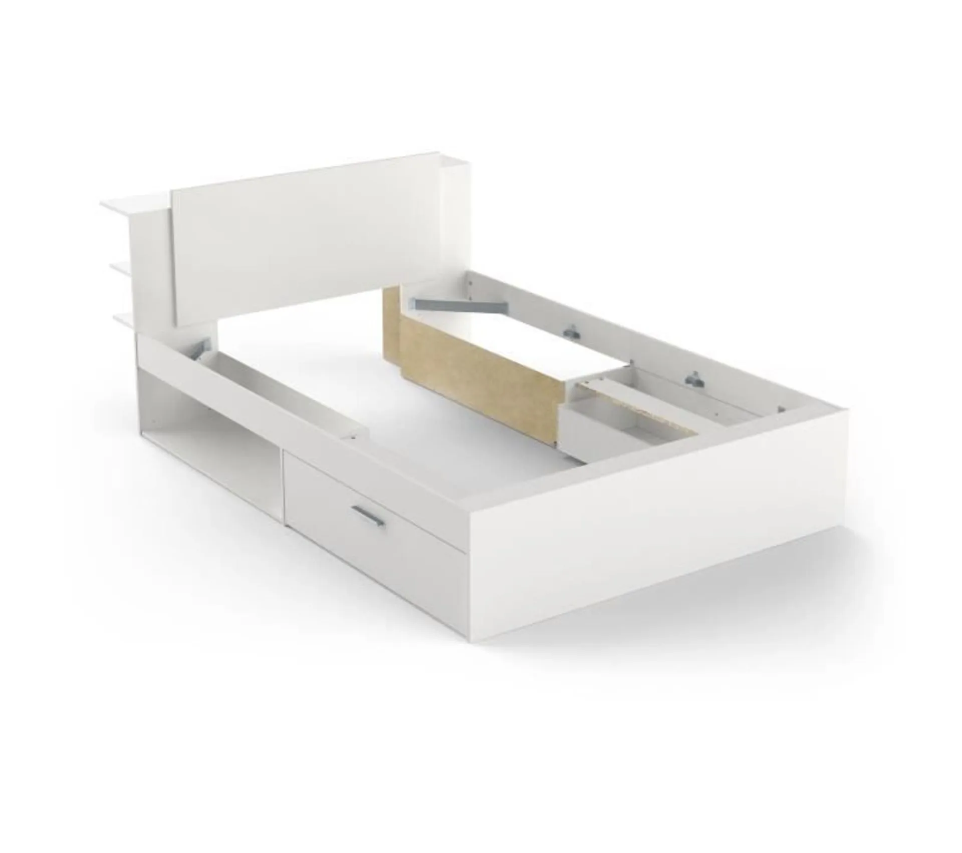 Chambre Complète Adulte Life - Lit + Commode + Armoire - Décor Blanc - Fabriqué En France