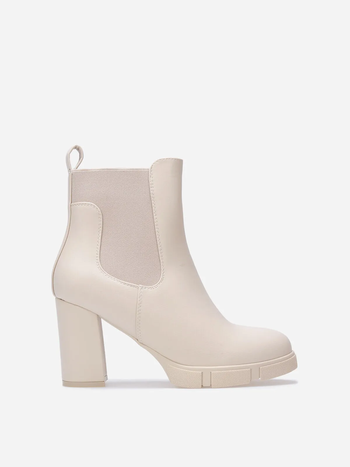 Chelsea à talon avec plateforme texturée- Beige
