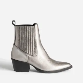 Chelsea boots santiag argenté en cuir - Boots / bottines Femme | ERAM