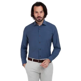 Chemise cintrée 100% coton chambray bleu foncé