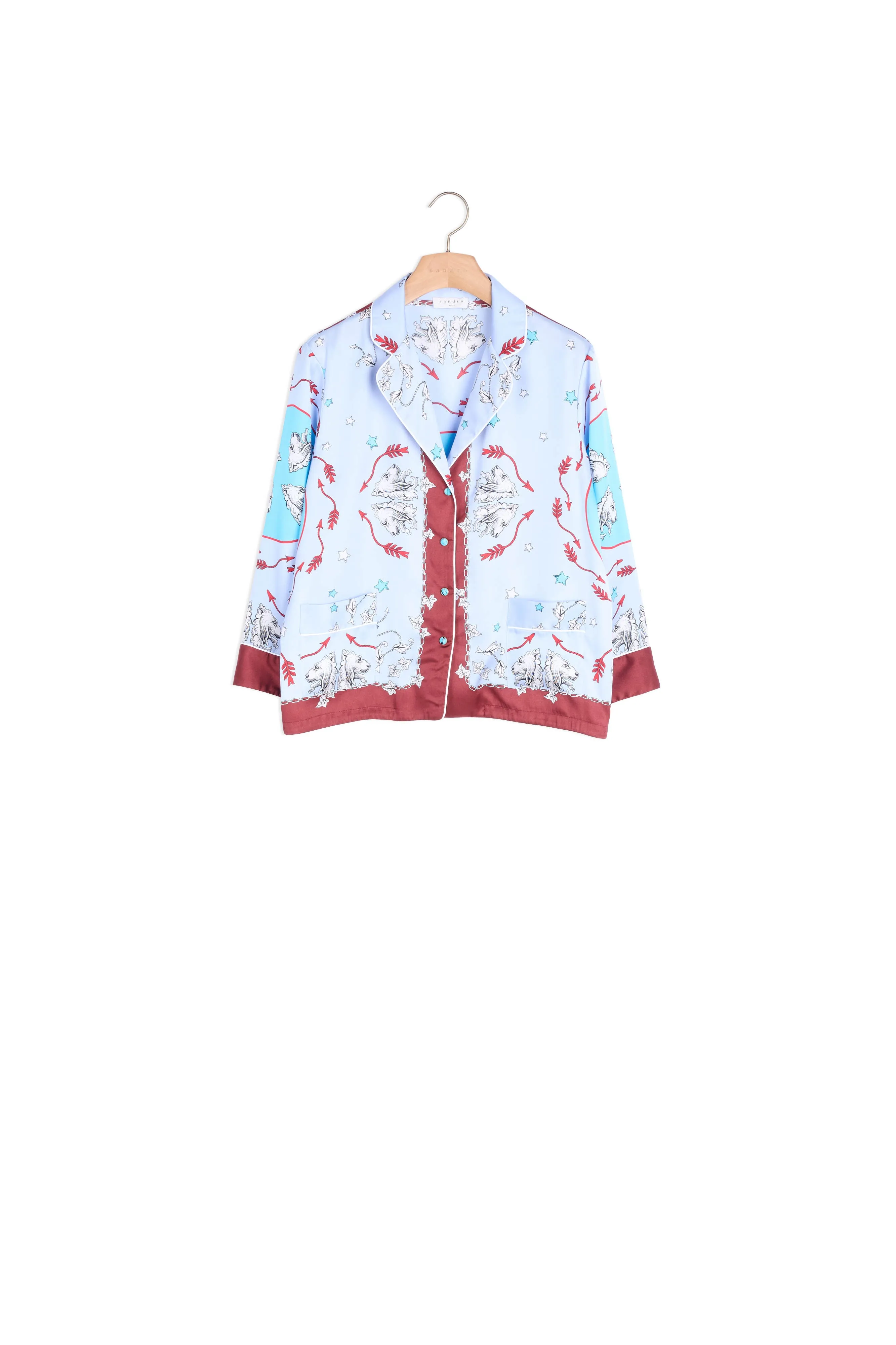 Chemise style pyjama à imprimé lion