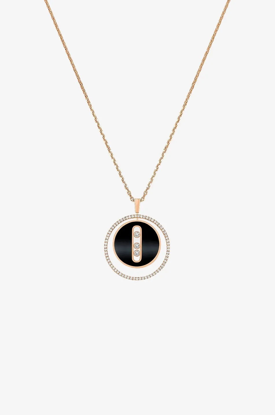 Collier en or rose et diamants Lucky Move MM Onyx