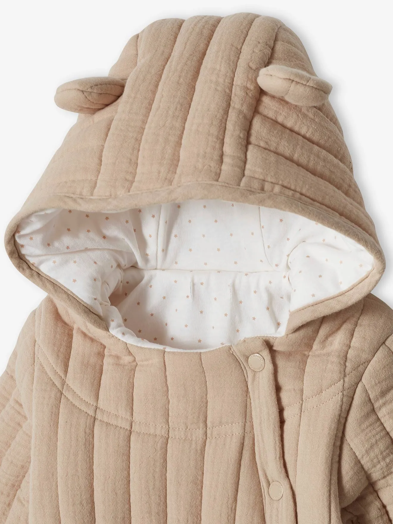 Combipilote en gaze de coton bébé ouverture décalée beige - Vertbaudet