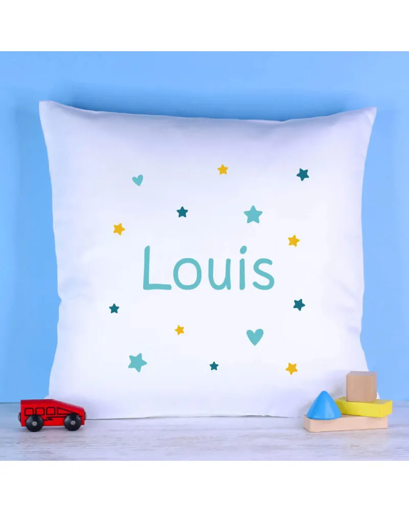 Coussin personnalisé - Prénom enfant bleu
