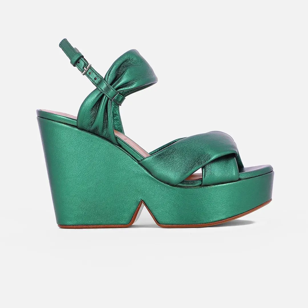 DARLIE sandales, cuir d'agneau, vert métallisé || OUTLET