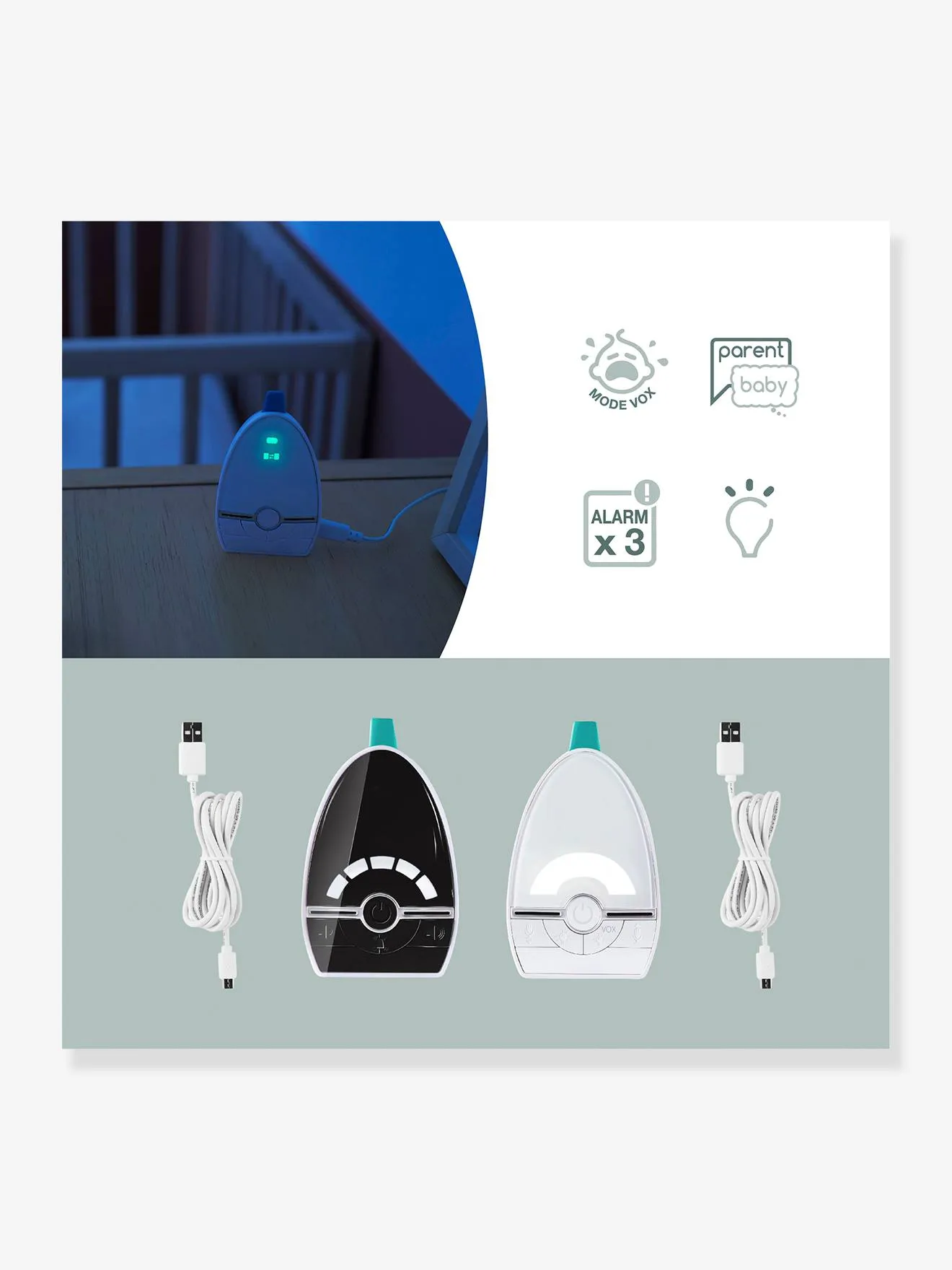 Ecoute-bébé Expert Care portée 1000 mètres BABYMOOV blanc/noir - Babymoov