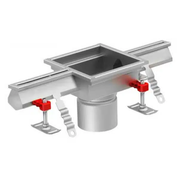 Eléments de sortie centrée 200 x 200 mm Ø 110 pour Caniveau Modul 20 Longueur 1000 mm profondeur 120 mm