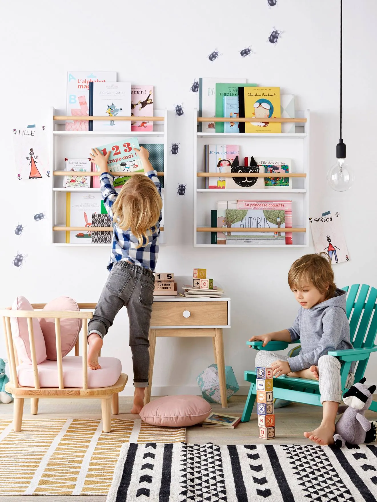 Etagère à livres 3 niveaux blanc/bois - Vertbaudet