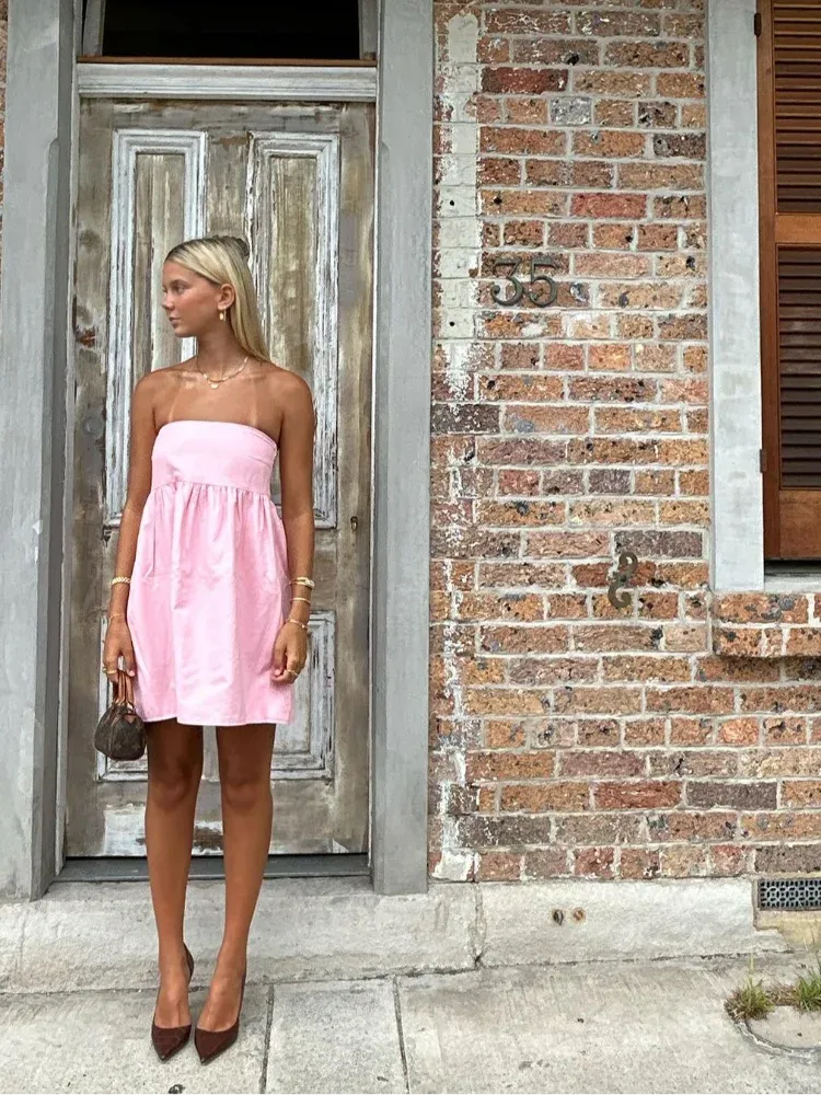 Gerdana | Robe sans bretelles pour femme | Rose