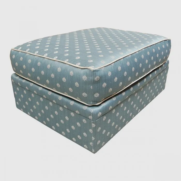 Grand pouf rectangle décor coquille et bleu ciel - Le palais des bricoles