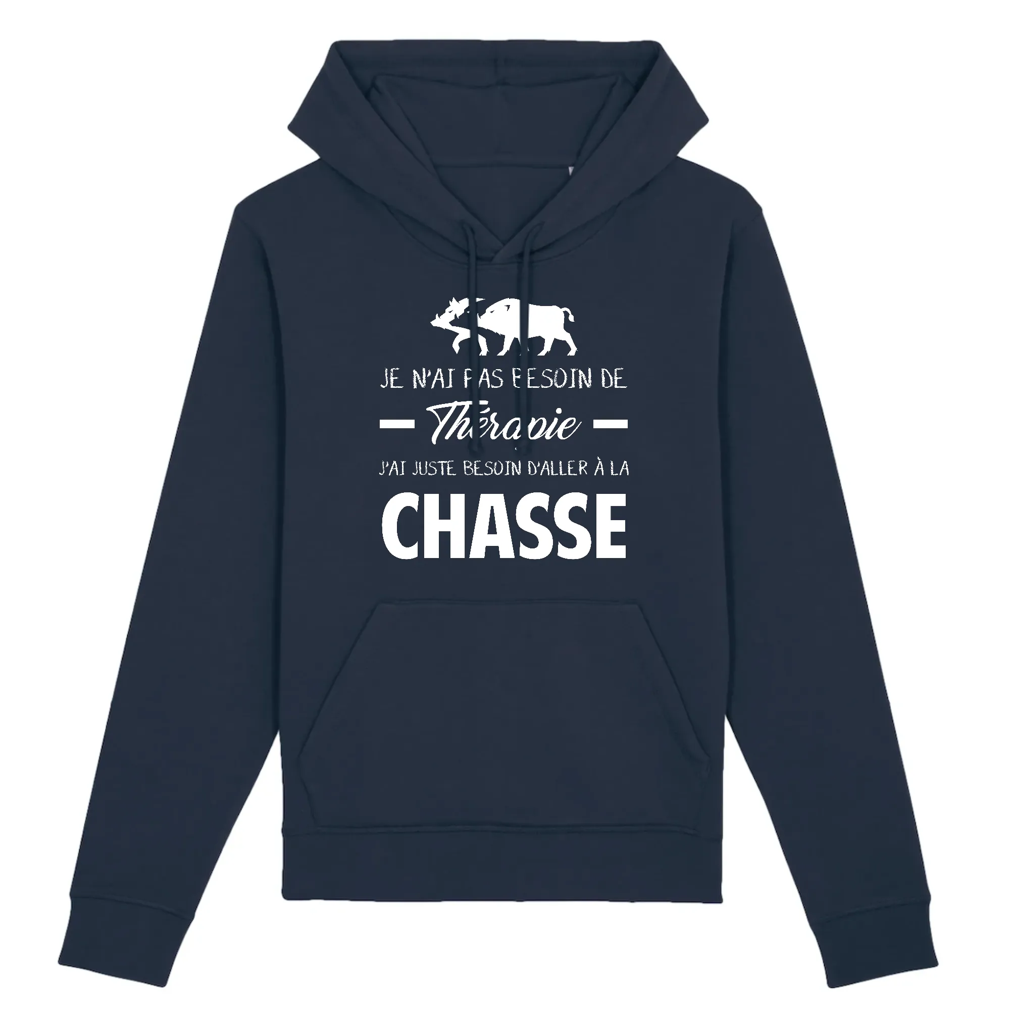 Je n`ai pas besoin de thérapie j`Ai juste besoin d`aller à la chasse - Sweatshirt à capuche - coton bio - Impression FR