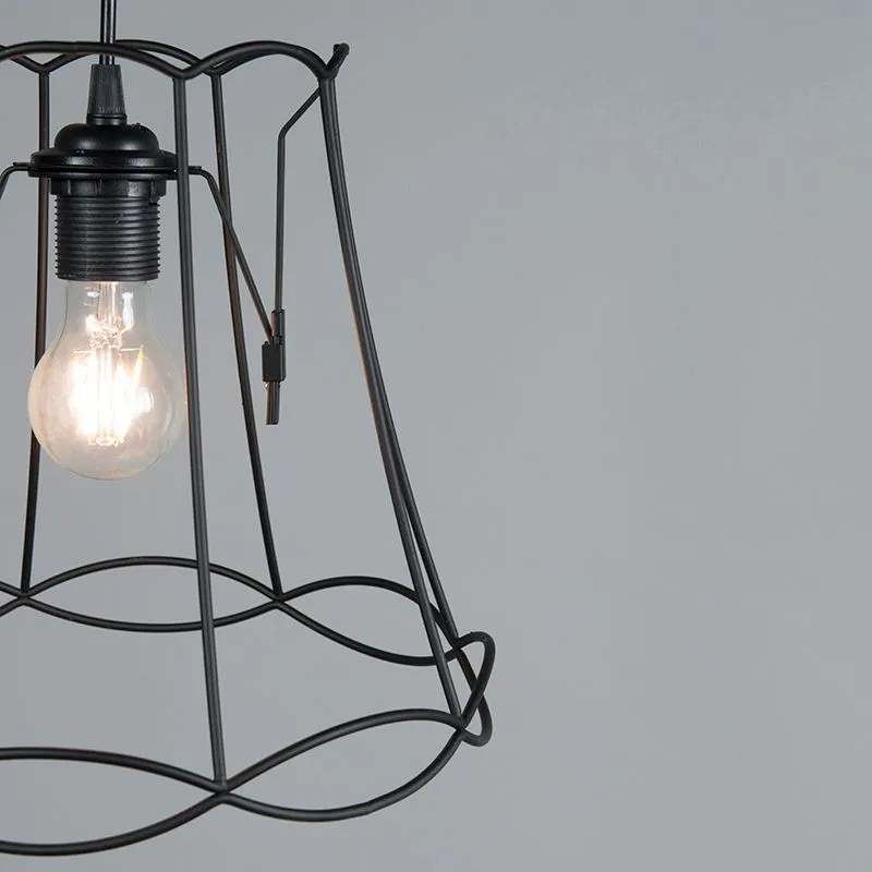 Lampe suspendue rétro noire 30 cm - Granny Frame