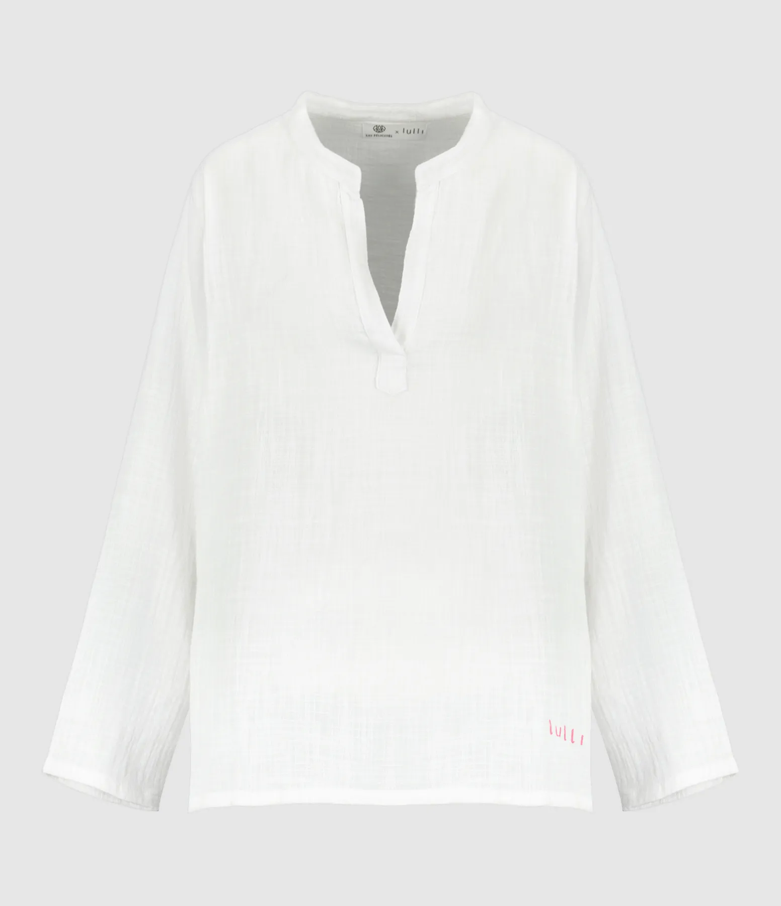 LES FÉLICITÉS Partager  Blouse Coton Blanc Rose, Exclusivité Lulli  