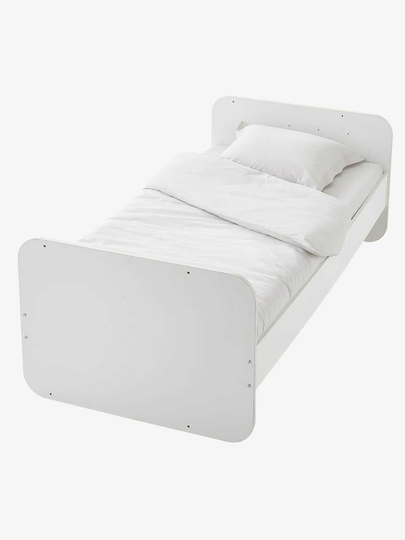 Lit combiné évolutif avec rangements et table à langer LIGNE ECLIPSE blanc / bois - Vertbaudet