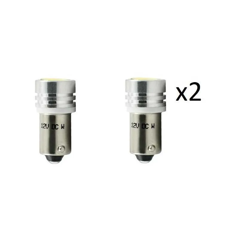 lot de 2 ampoules diodes, LED BA9s HP 1W Blanc 12V