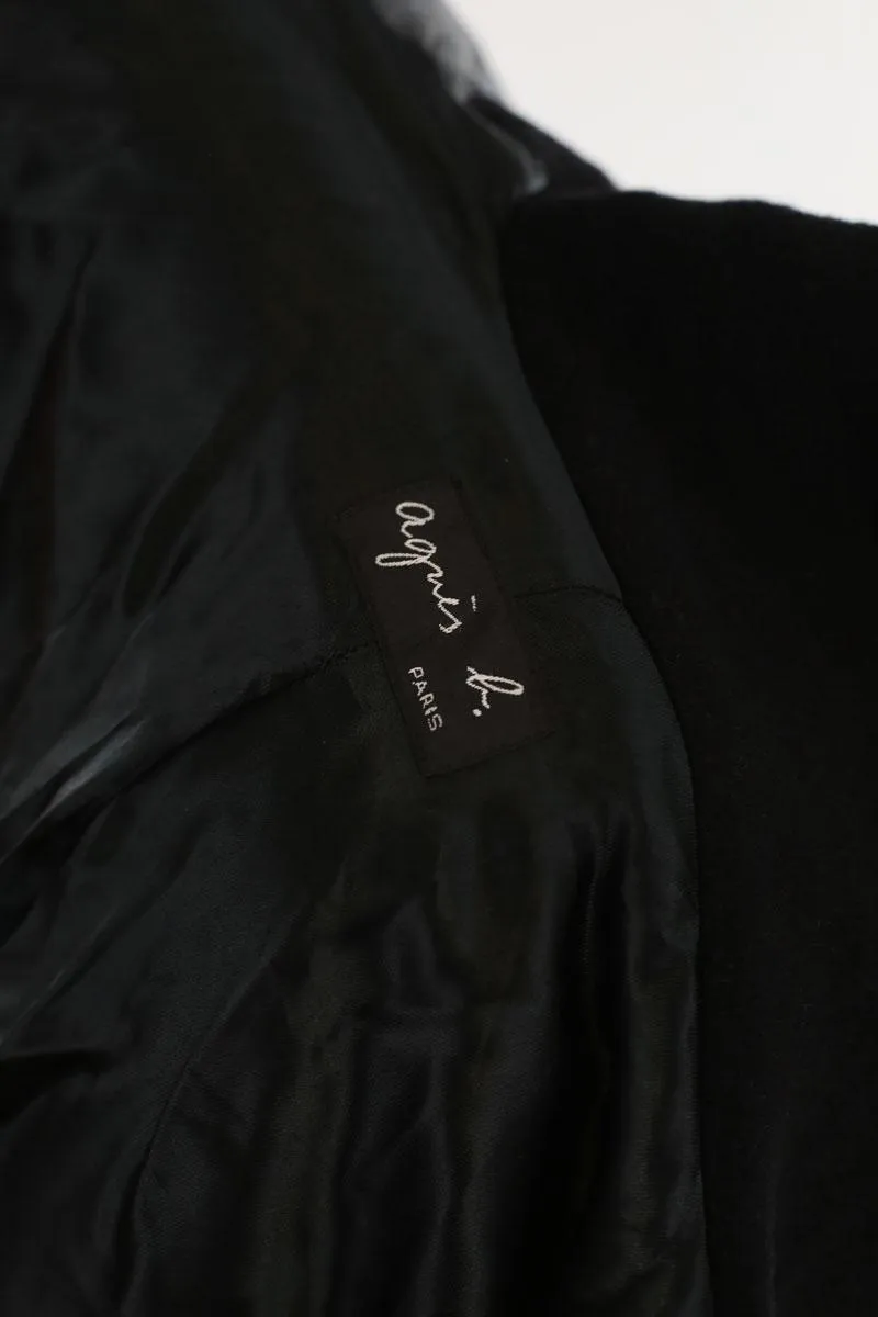 Manteau Agnès B. noir en laine, taille 42, longueur 75cm, épaules 43cm, aisselles 44cm, collection Femme, très bon état