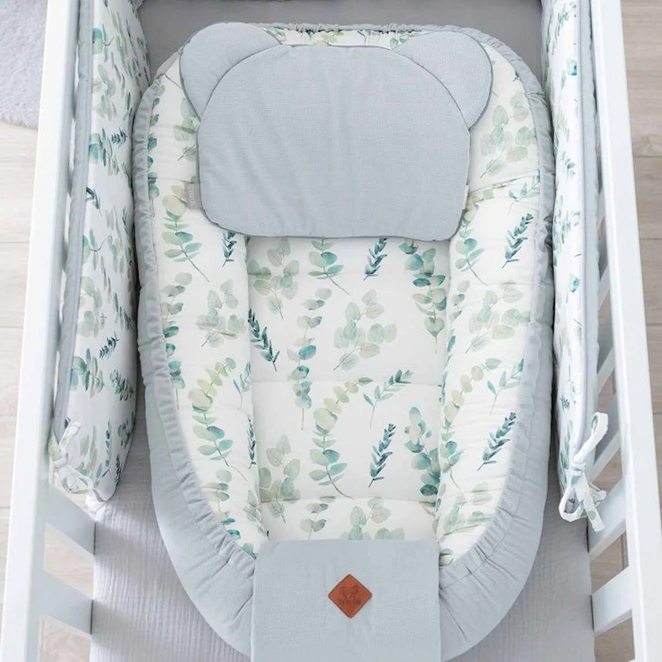 Nid bébé matelassé Eucalyptus - SEVIRA KIDS - De 0 à 9 mois - Gris - Mixte blanc - Sevira Kids