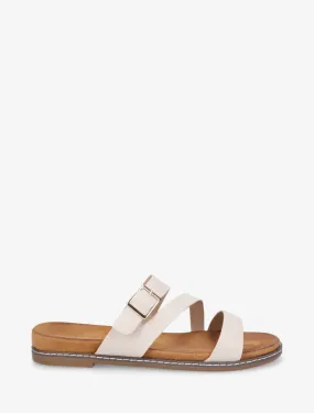 Nu-pieds en simili à boucle - Beige