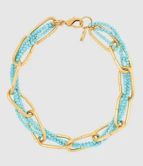 PERRINE TAVERNITI Partager  Collier Ramey Turquoise Doré  