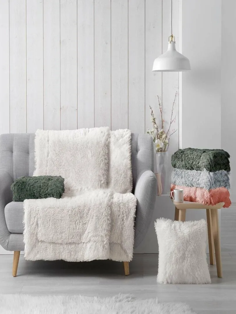 Plaid Couverture imitation Fourrure Collection Marilou - Gris