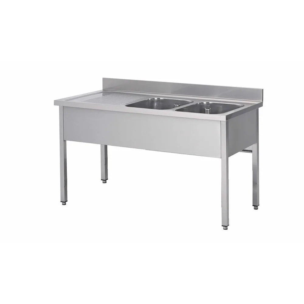 Plonge inox soudee 2 bacs 500x500x300mm