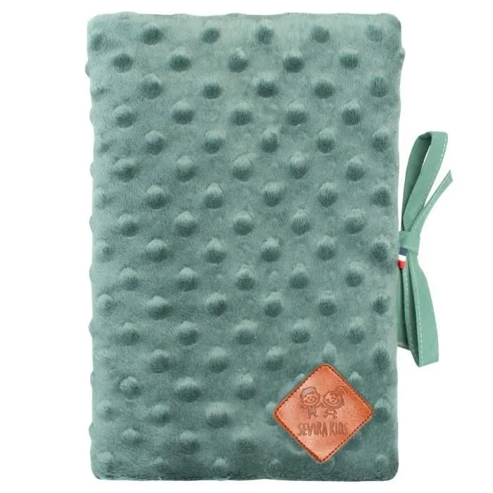 Protège carnet de santé en Minky Naissance Vert émeraude