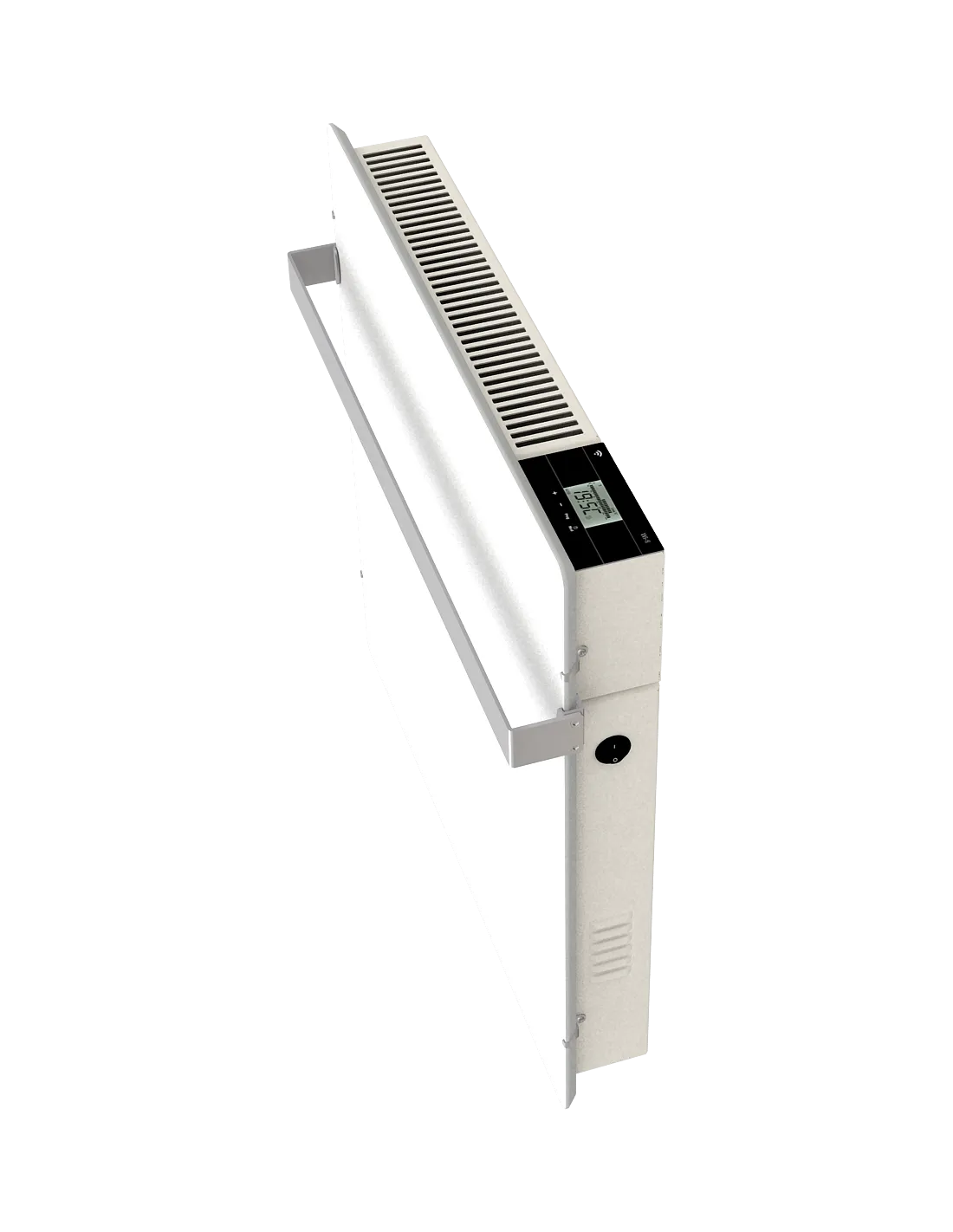 Radiateur à inertie WIFI 800W CARRE 50X50CM BLANC QUARTZ + BARRE INOXYDABLE 51CM VALDEROMA BZ08BSW
