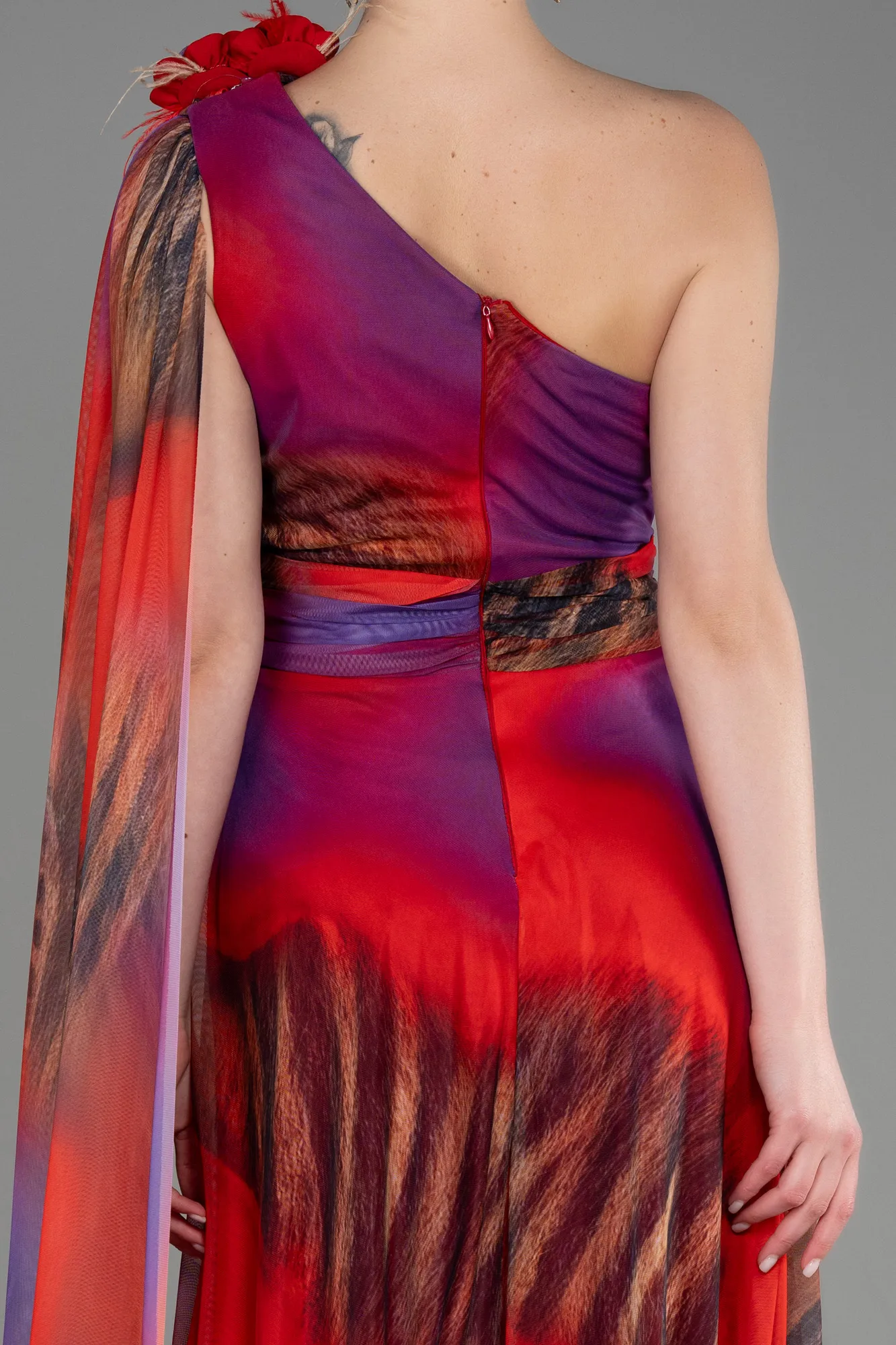 Robe De Soirée Grande Taille Longue Orange ABU3993