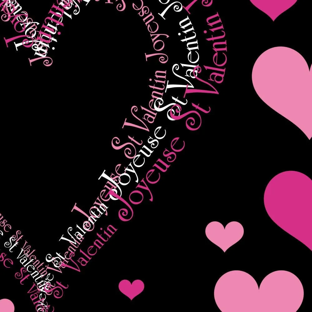Sticker coeurs texte ''joyeuse st valentin'' 64x60 cm + 11 coeurs à découper