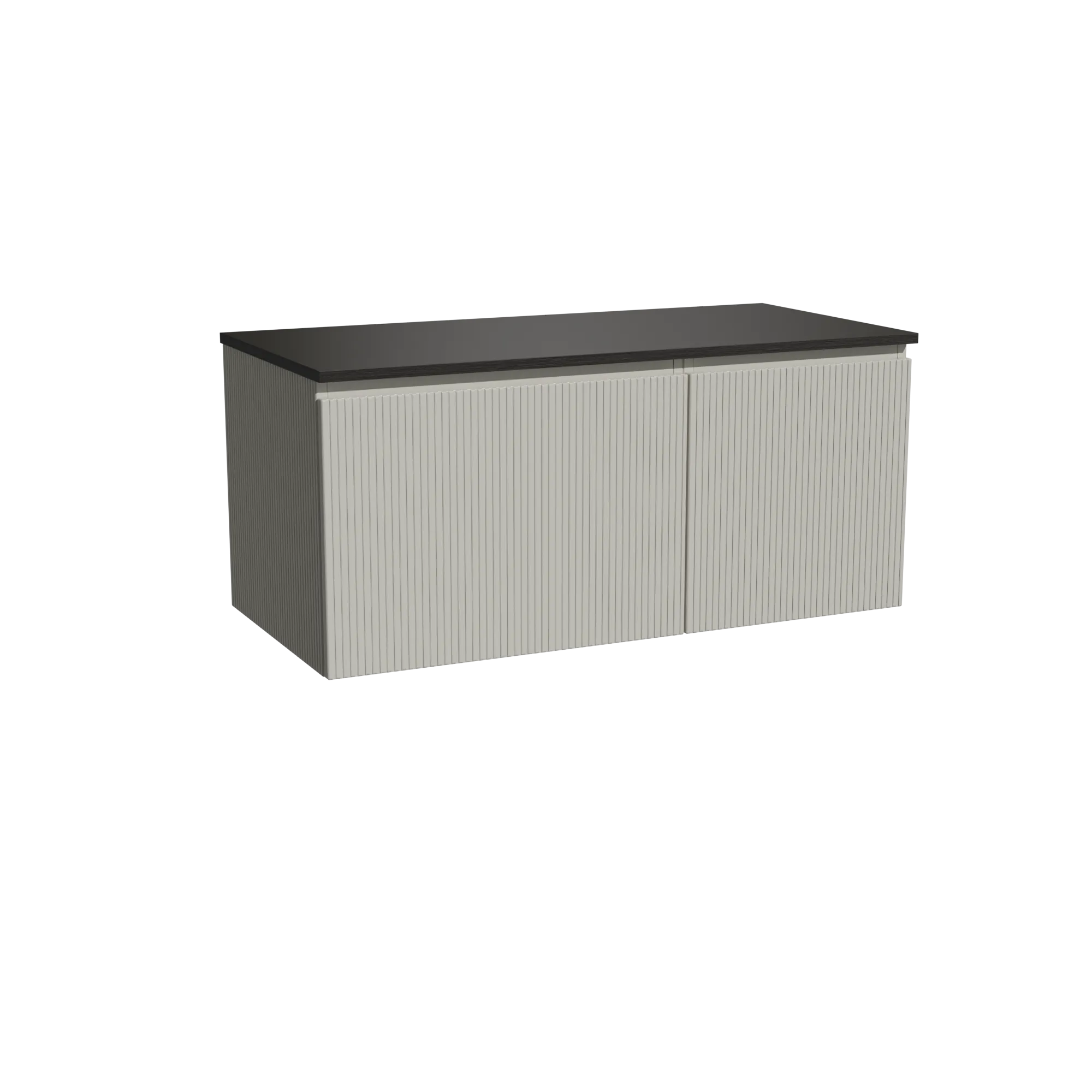 Storke Ribs meuble salle de bains suspendu 110 x 52 cm soie grise avec Panton tablette simple en mdf enduit de poudre noir mat, 