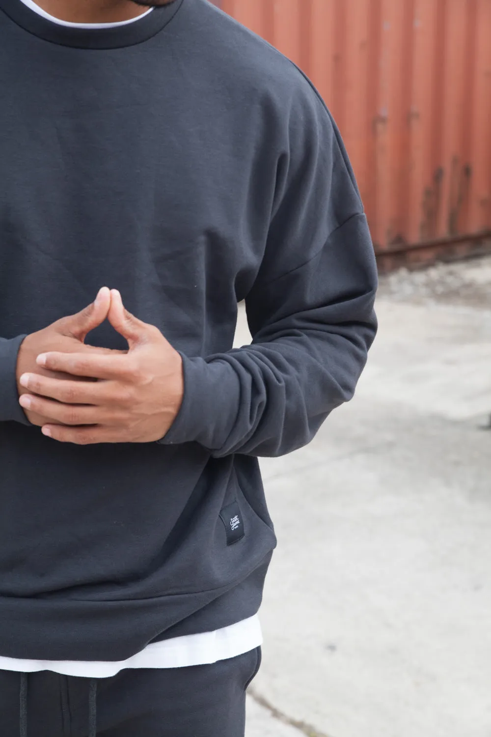 Sweat-shirt épaules tombantes Sixth June gris foncé