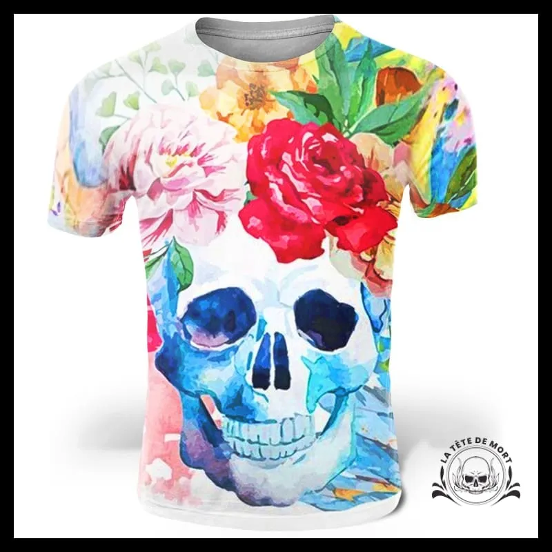 T-Shirt Crâne Fleurs