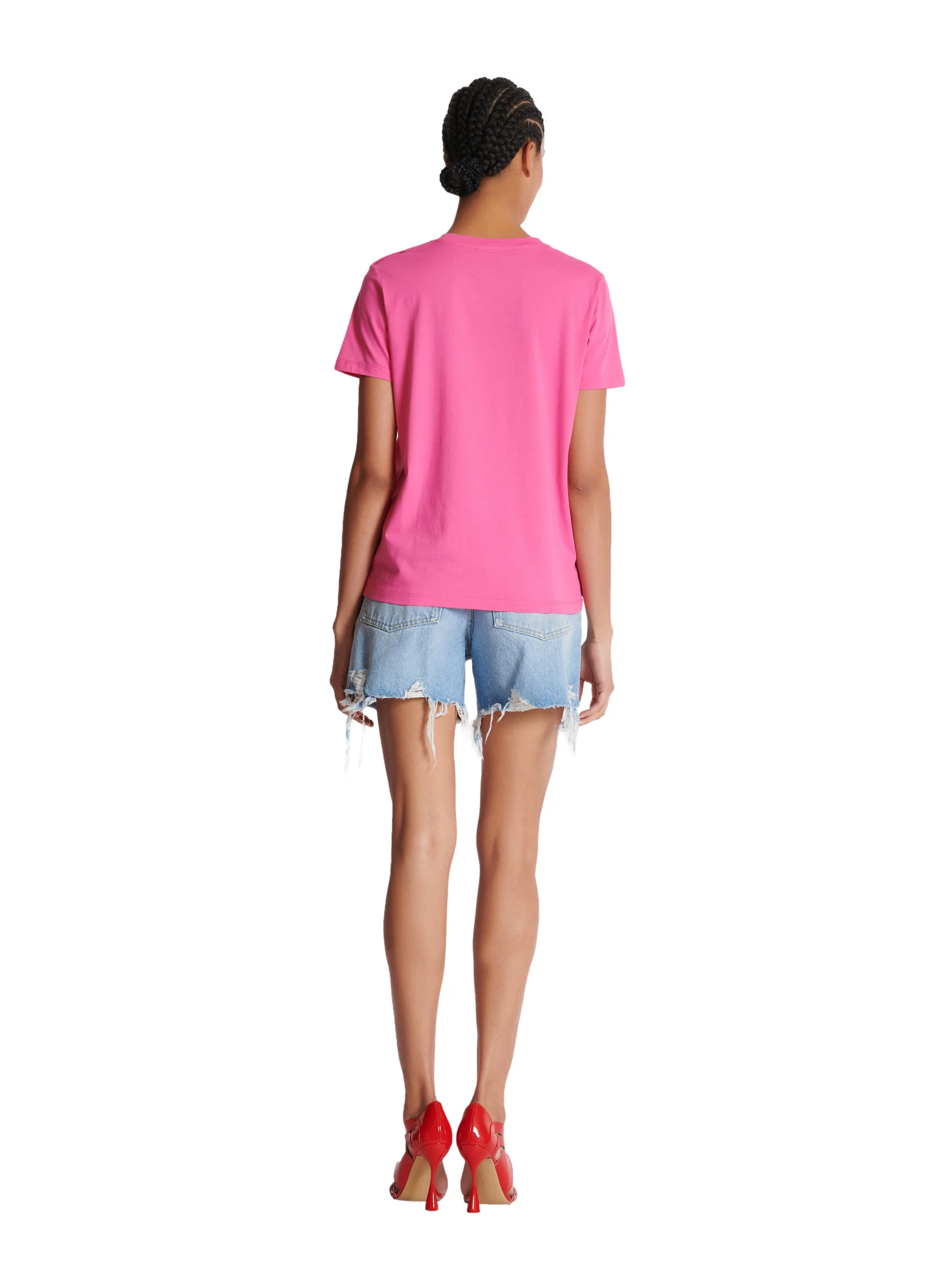T-SHIRT EN COTON éCO-RESPONSABLE IMPRIMé LOGO BALMAIN - BALMAIN pour FEMME | Printemps
