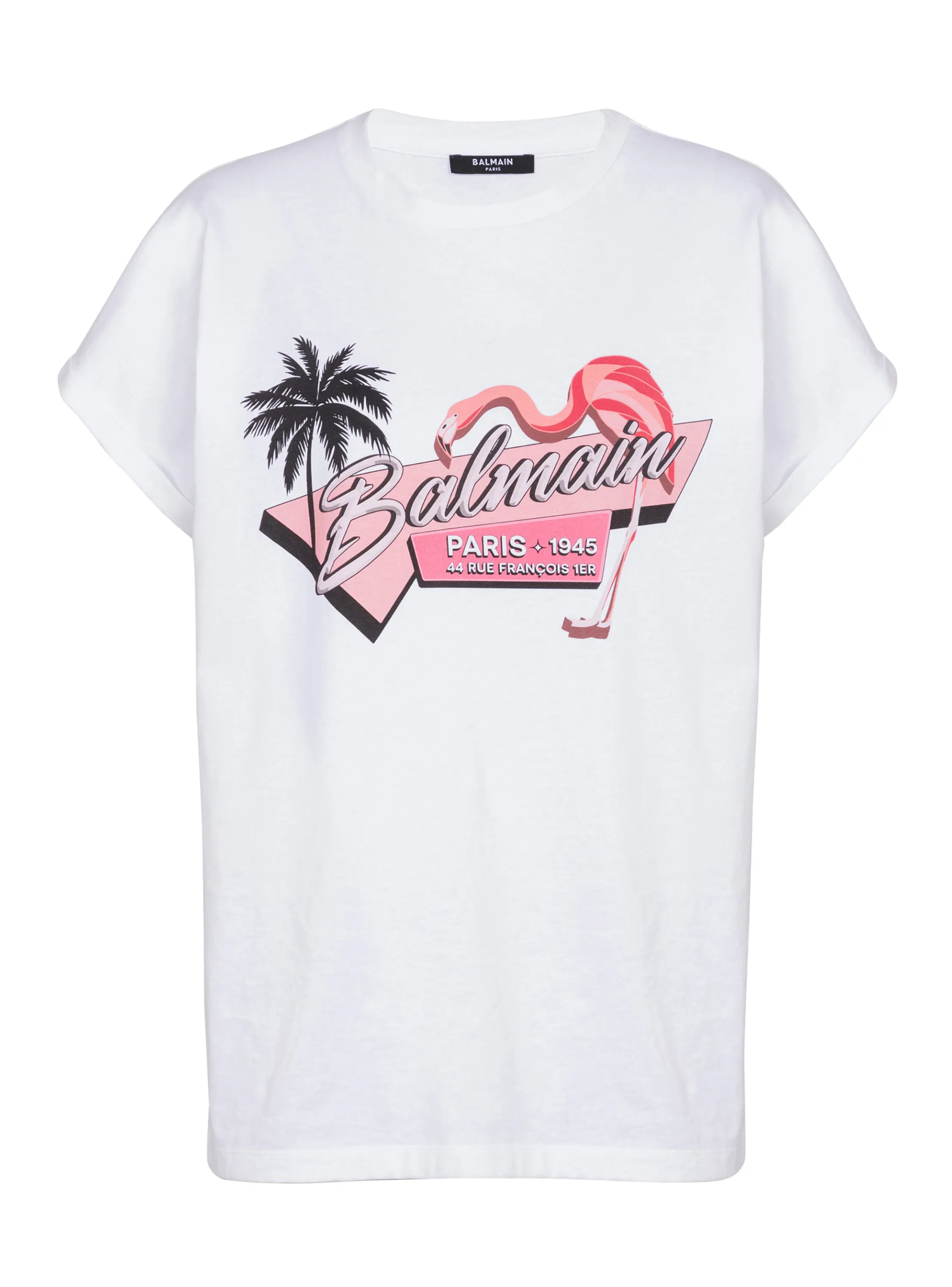 T-SHIRT IMPRIMé BALMAIN FLAMANT ROSE - BALMAIN pour FEMME | Printemps