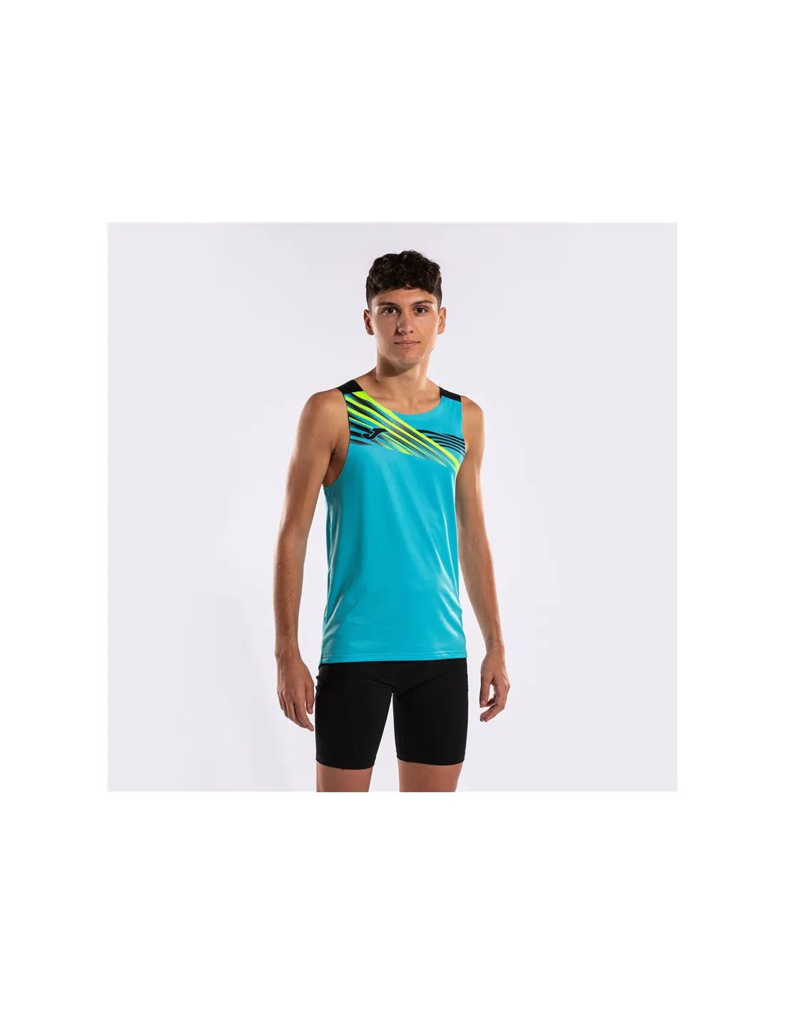 T-shirt Running Joma HommeEnfant de Elite X sans manches / Turquoise Fluor Noir