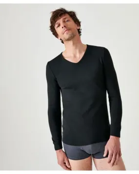 Tee-shirt DAMART Col V -  Manches longues - Noir - T.2XL - 12302