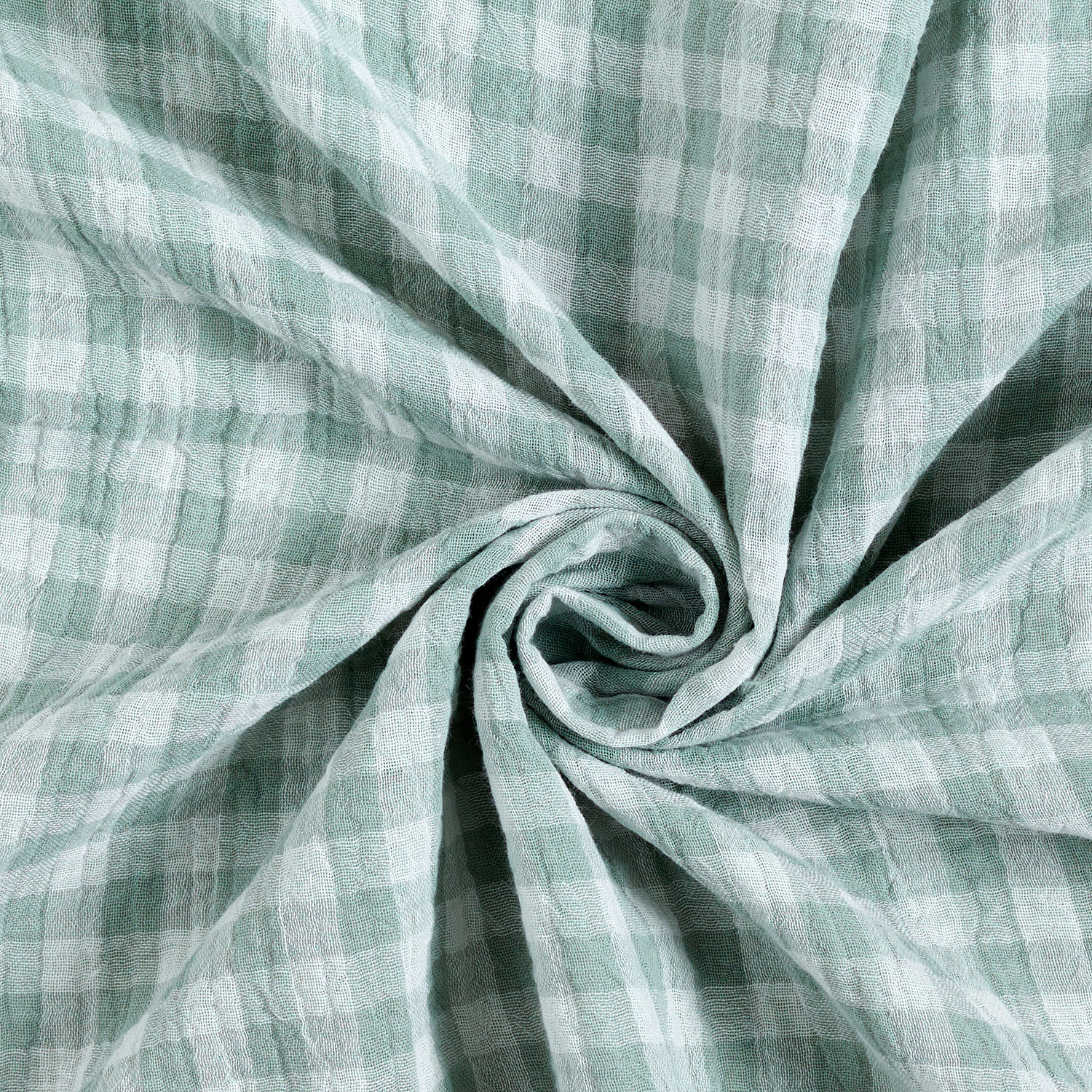 Tissu double gaze de coton Carreaux vichy à fil teinté – roseau/blanc