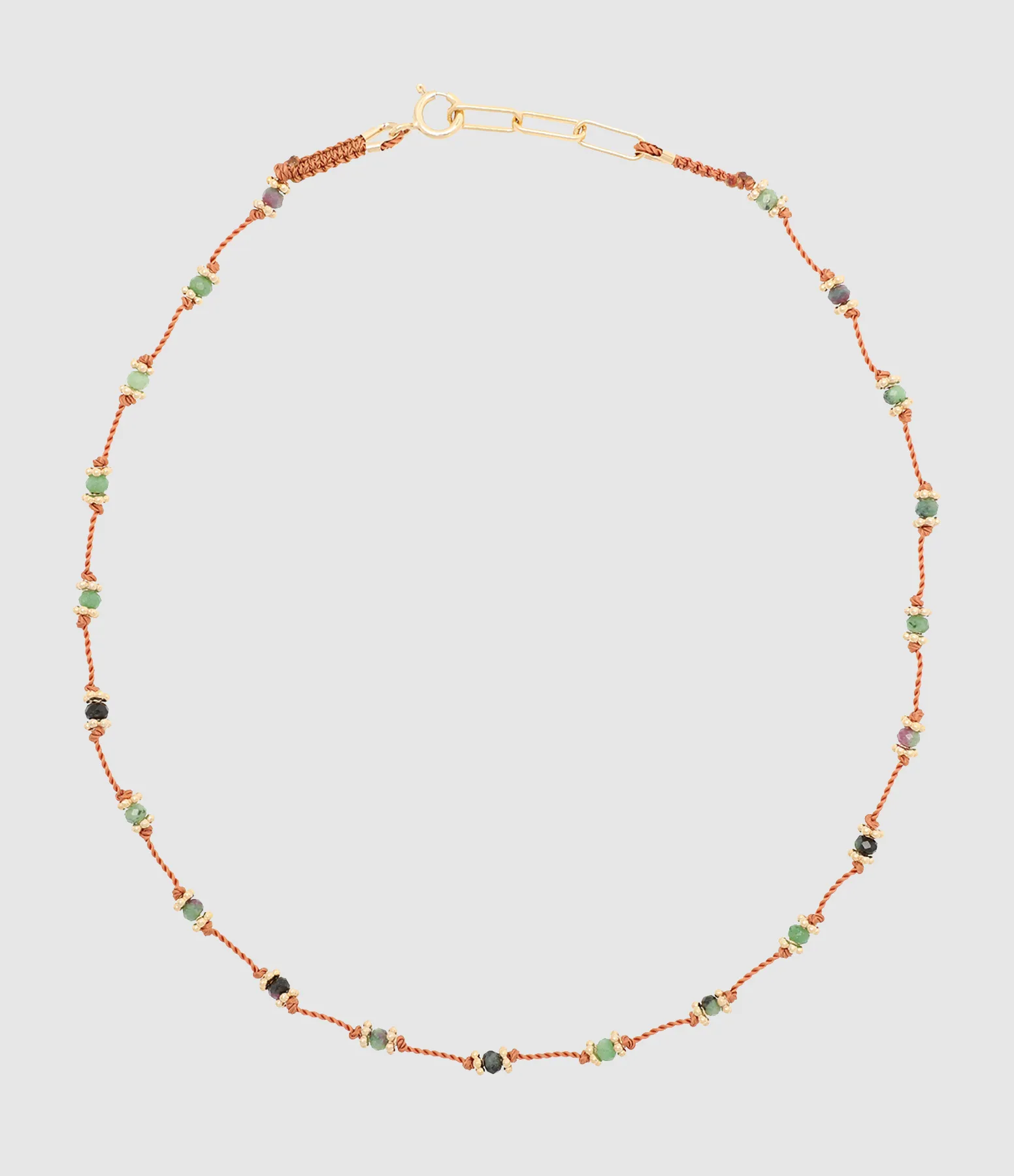 TITYARAVY Partager  Collier Lotus Orange Rubis-Soizite Argent Doré  