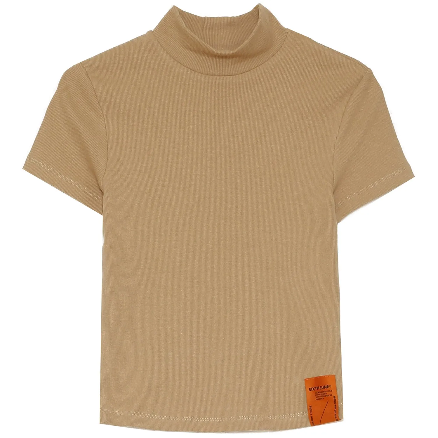 Top col montant court beige